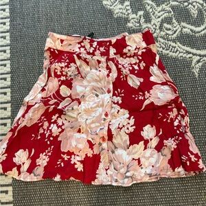 Urban Outfitters Red Floral Skirt